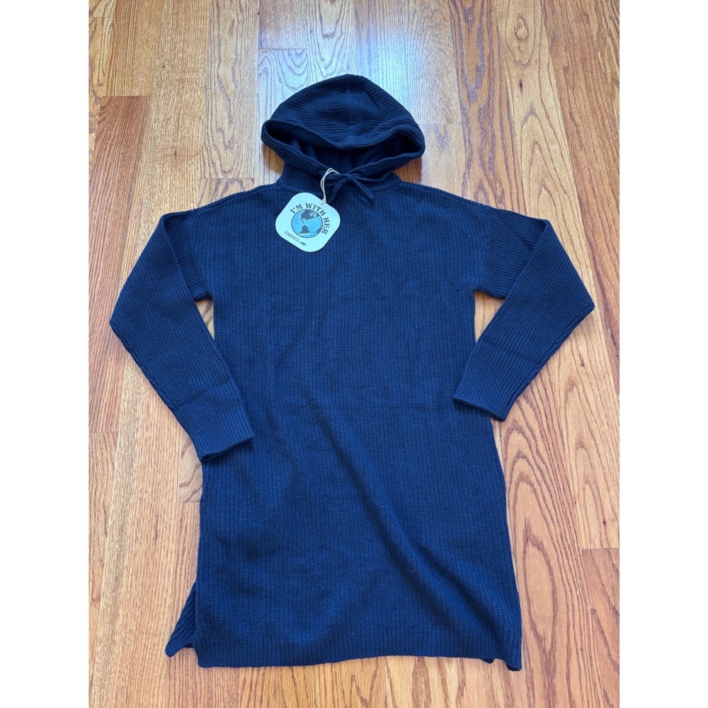 Toad & Co Whidbey Hooded Sweater Dress Navy Blue Wool T1781205 Womens M NWT - Picture 3 of 10